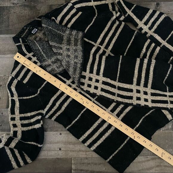 Sioni open cozy cardigan sweater black/ tan - Picture 7 of 8